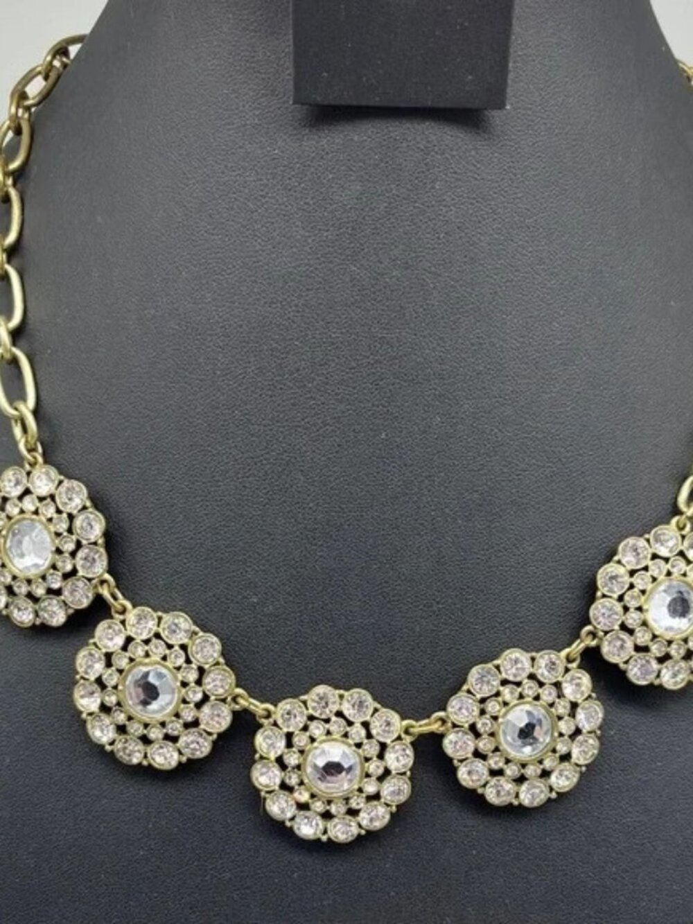 J. Crew 19 inch sparkling rhinestone statement necklace, 5 rounds of sparkles